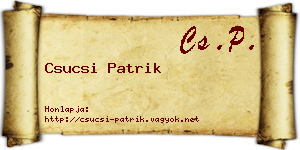 Csucsi Patrik névjegykártya